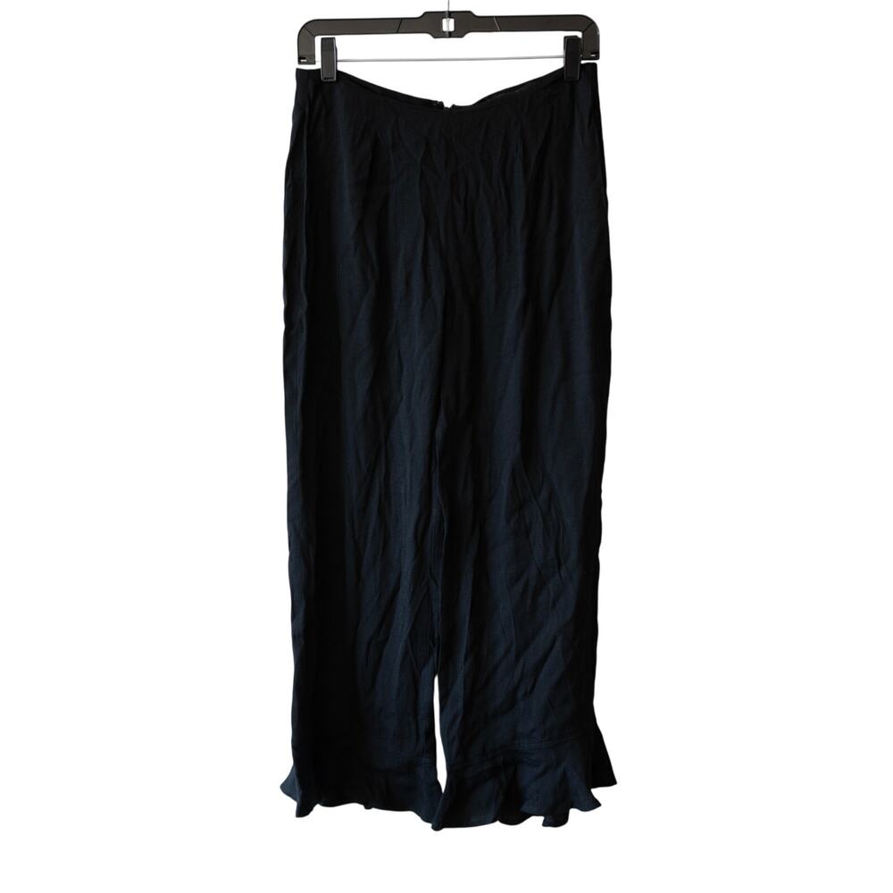 Reformation Naple Pants Black Ruffle Hem Cropped Whimsigoth SZ 4